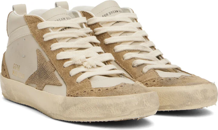 Golden Goose Beige & Brown Mid Star Classic Sneakers - Image 4