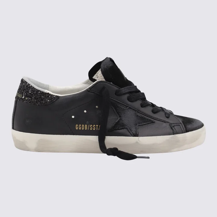 Golden Goose Black Leather Super Star Sneakers