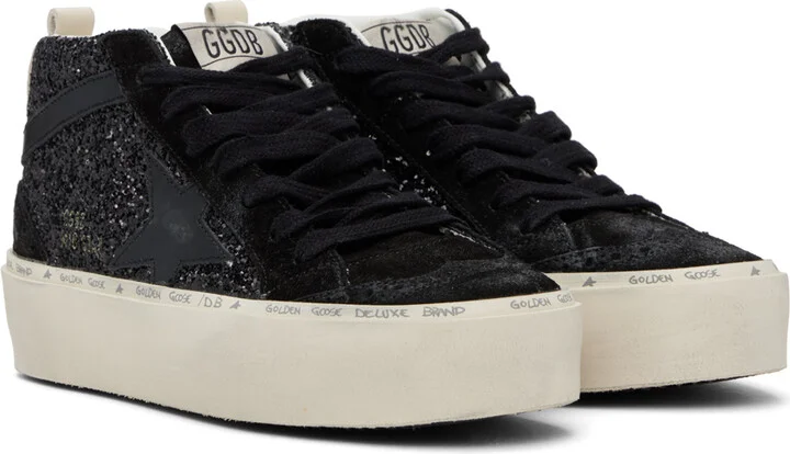 Golden Goose Black Mid Star Sneakers - Image 4