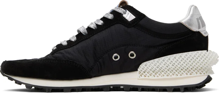 Golden Goose Black & Silver Marathon Sneakers - Image 3