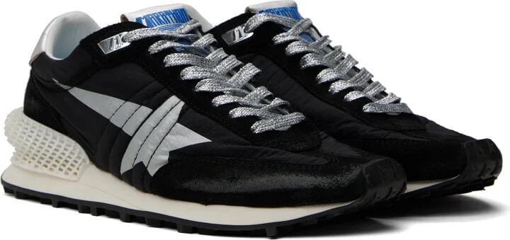 Golden Goose Black & Silver Marathon Sneakers - Image 4