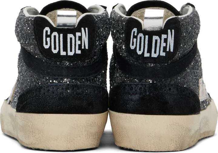 Golden Goose Black & Silver Mid Star Sneakers - Image 2