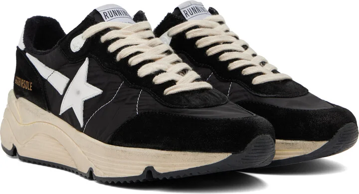 Golden Goose Black & White Running Sole Sneakers - Image 4