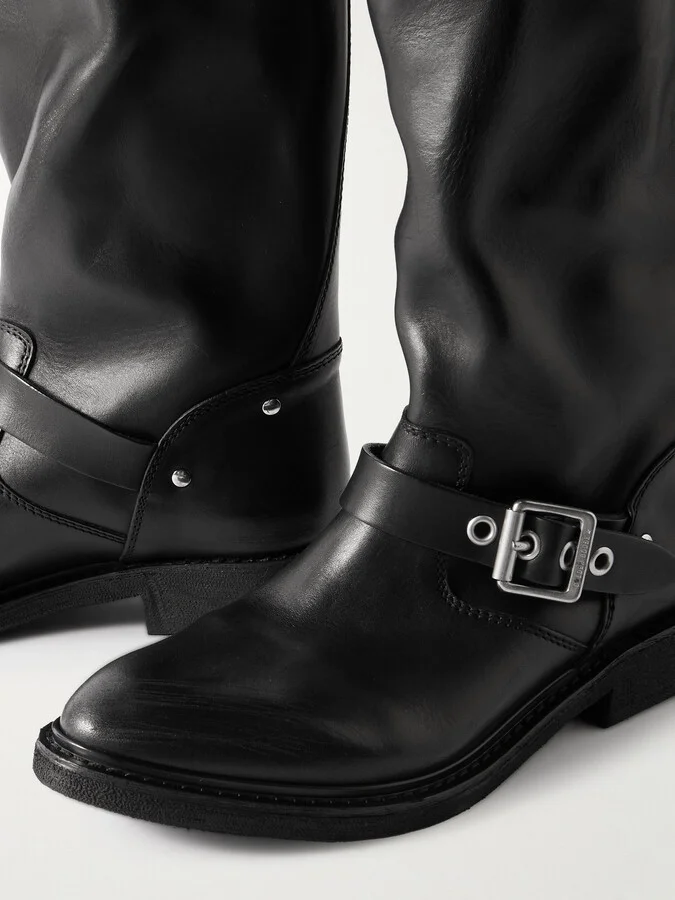 Golden Goose - Buckled Leather Knee Boots - Black - Image 4