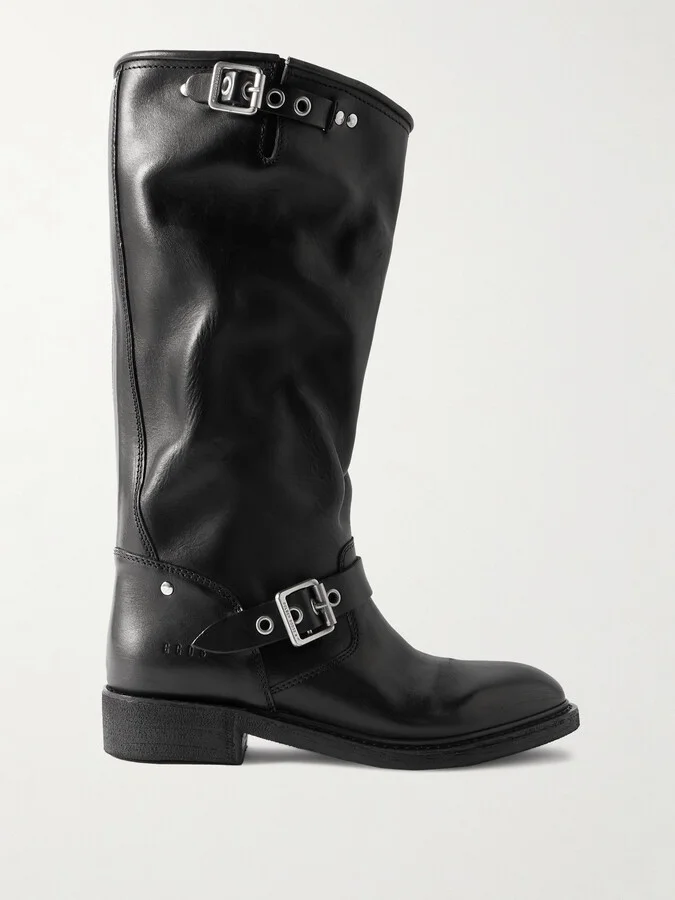 Golden Goose - Buckled Leather Knee Boots - Black