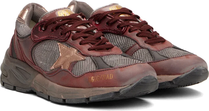 Golden Goose Burgundy & Brown Dad-Star Sneakers - Image 4