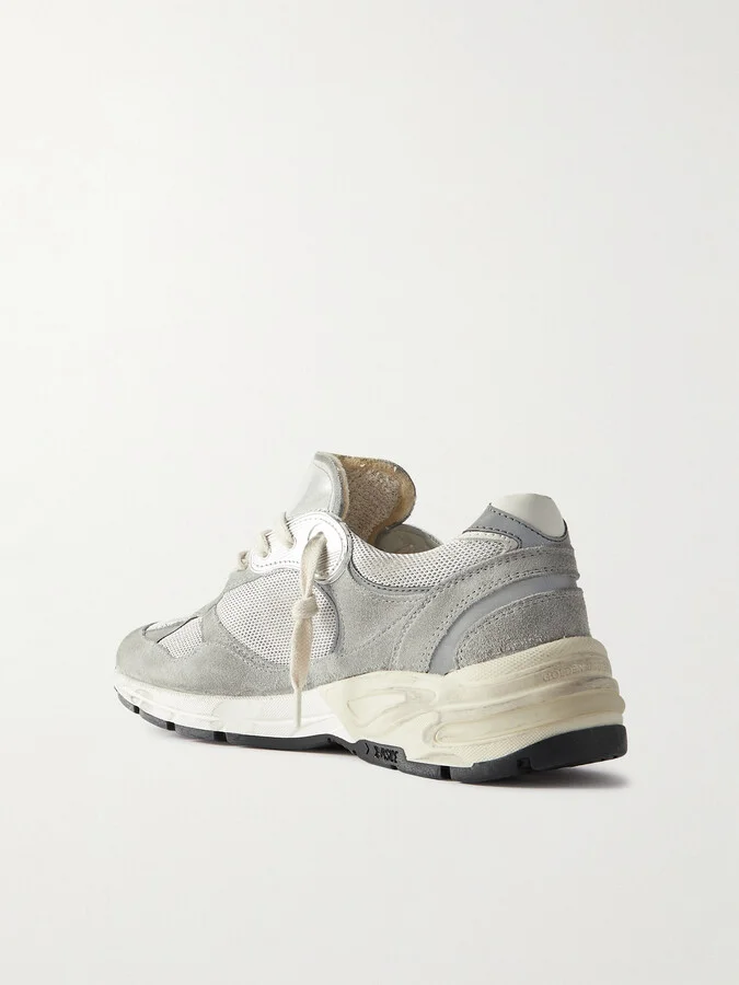 Golden Goose - Dad-star Distressed Leather-trimmed Mesh And Suede Sneakers - Gray - Image 3