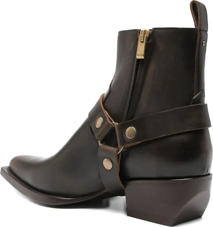 Golden Goose "Debbie" Distressed Leather Upper With Removable Accessory Boots Shoes - Image 4
