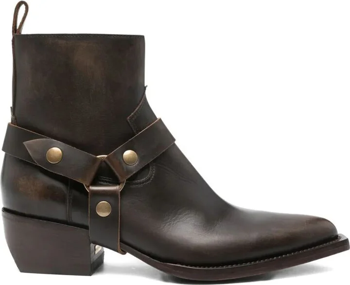Golden Goose "Debbie" Distressed Leather Upper With Removable Accessory Boots Shoes
