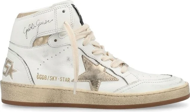 Golden Goose Deluxe Brand Distressed Star Patch Mid-Top Sneakers