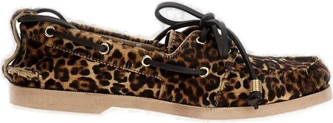 Golden Goose Deluxe Brand Leopard Printed Boat Moccasins