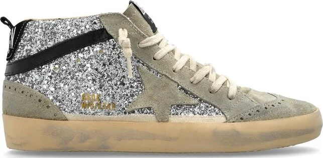 Golden Goose Deluxe Brand Mid Star Glittered Lace-Up Sneakers