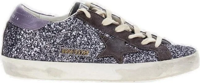 Golden Goose Deluxe Brand Super Star Glittered Lace-Up Sneakers