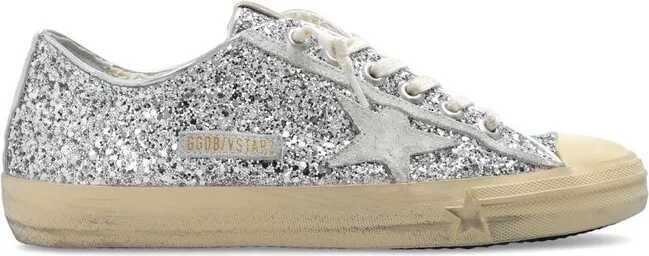 Golden Goose Deluxe Brand V-Star Glittered Lace-Up Sneakers