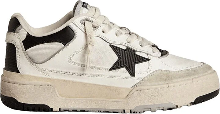 Golden Goose Forty2 Leather Sneakers With Black Star And Heel Tab Shoes