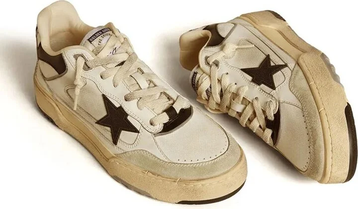 Golden Goose "Forty2" Leather Upper Heel And Spur Suede Toe Rubber Star Sneakers Shoes - Image 3