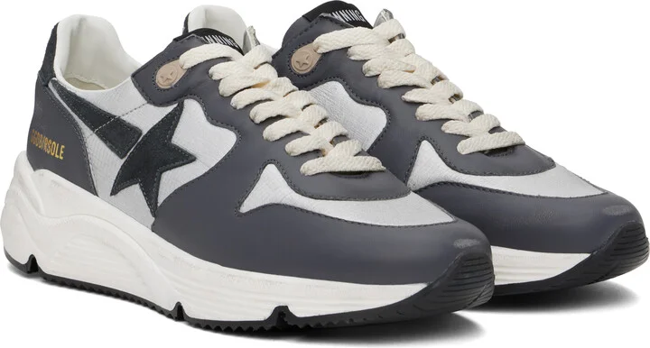 Golden Goose Gray & Silver Running Sole Sneakers - Image 4