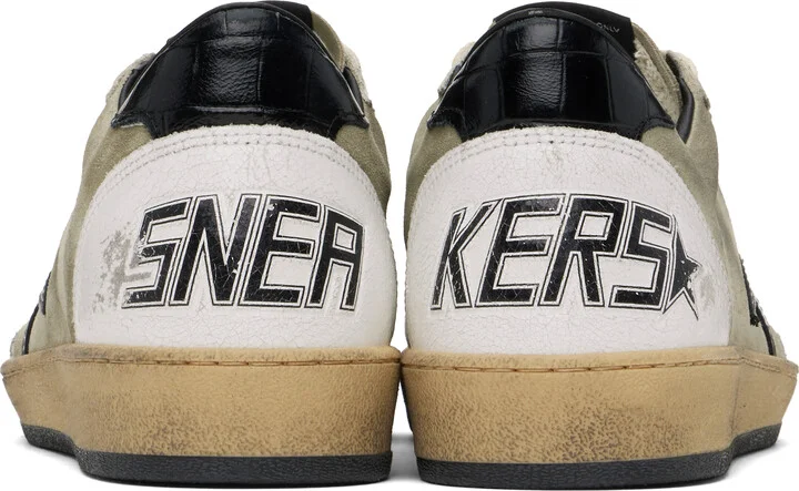 Golden Goose Gray & White Ball Star Sneakers - Image 2
