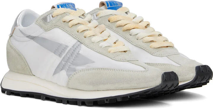 Golden Goose Gray & White Running Marathon M77 Sneakers - Image 4
