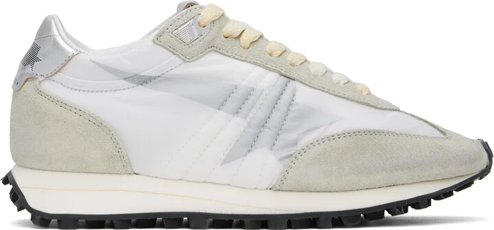 Golden Goose Gray & White Running Marathon M77 Sneakers