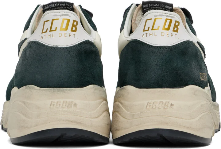 Golden Goose Green & White Running Sole Sneakers - Image 2