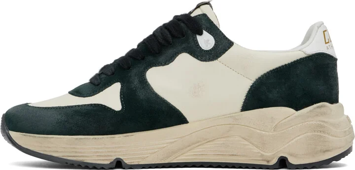 Golden Goose Green & White Running Sole Sneakers - Image 3