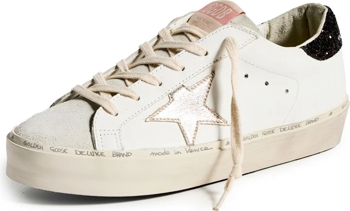 Golden Goose Hi Laminated Star Glitter Heel Sneakers