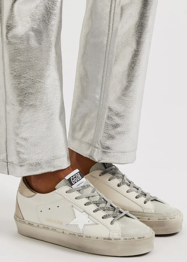 Golden Goose Hi Star Distressed Leather Sneakers - Image 5