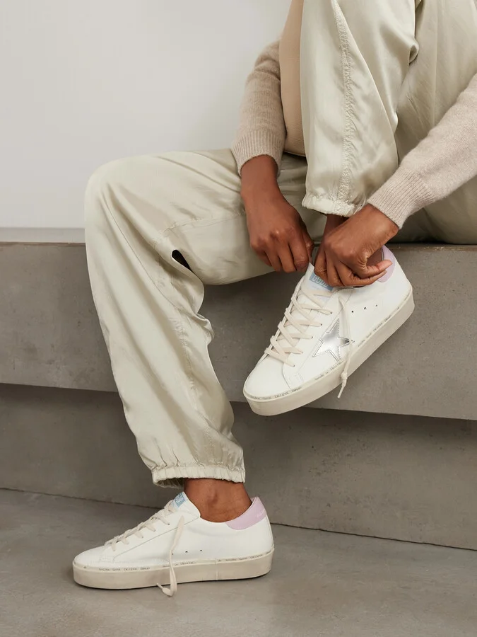 Golden Goose - Hi Star Distressed Leather Sneakers - White - Image 2