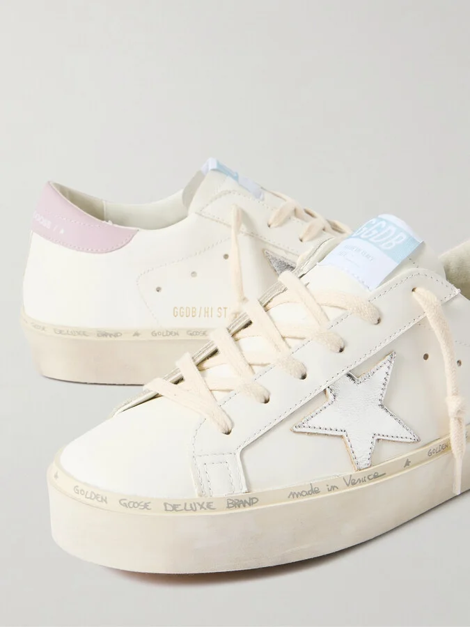 Golden Goose - Hi Star Distressed Leather Sneakers - White - Image 4