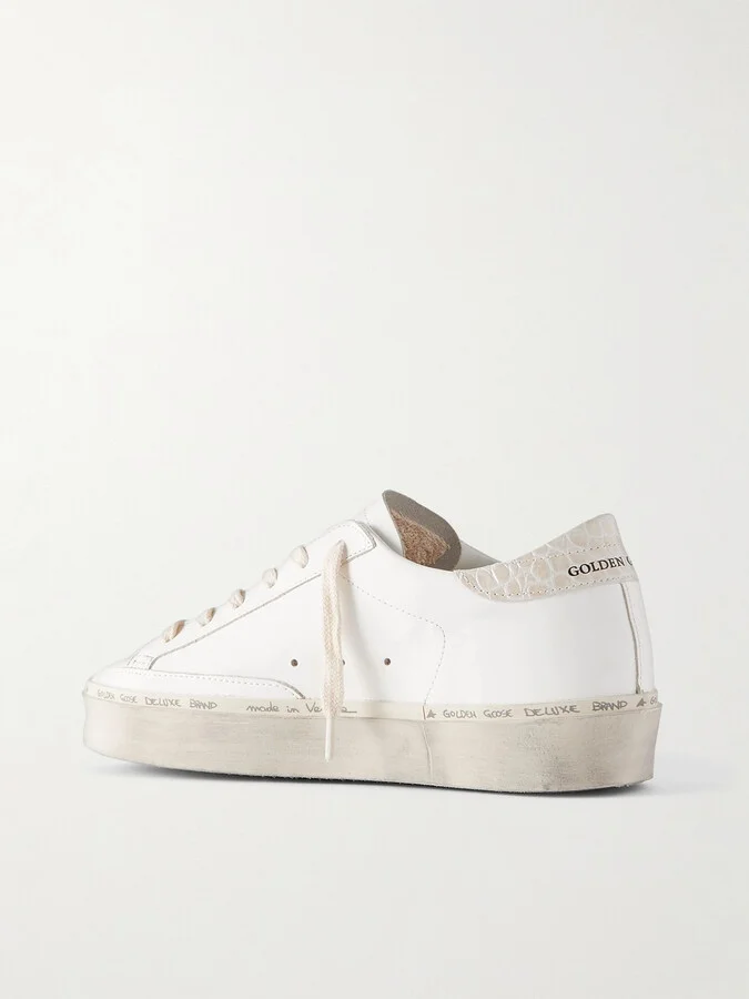 Golden Goose - Hi Star Distressed Leather Sneakers - White - Image 3