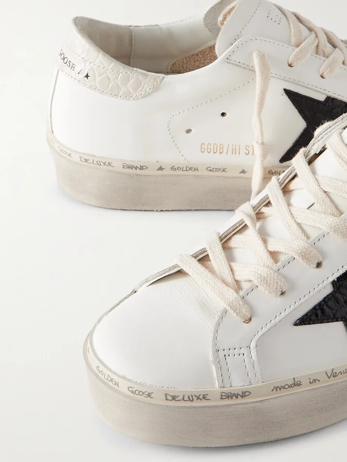 Golden Goose - Hi Star Distressed Leather Sneakers - White - Image 4