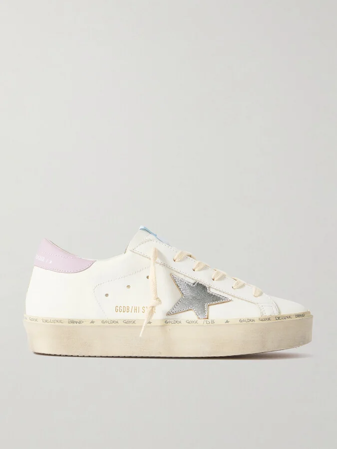 Golden Goose - Hi Star Distressed Leather Sneakers - White
