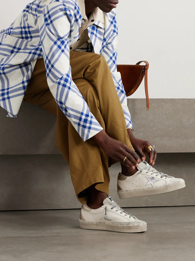 Golden Goose - Hi Star Distressed Suede- And Snake-effect-trimmed Leather Sneakers - White - Image 2