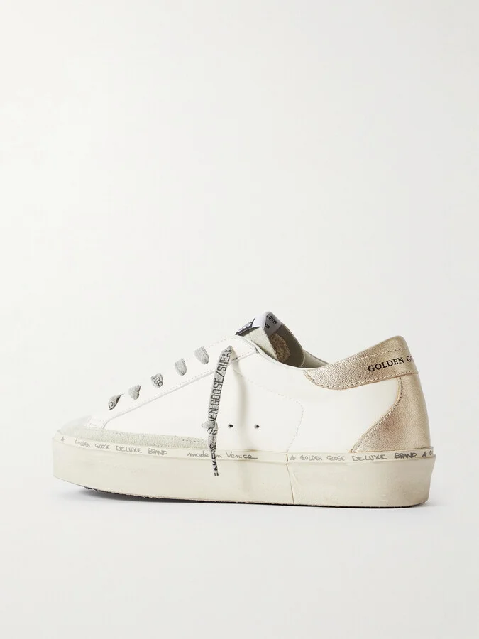 Golden Goose - Hi Star Distressed Suede- And Snake-effect-trimmed Leather Sneakers - White - Image 3