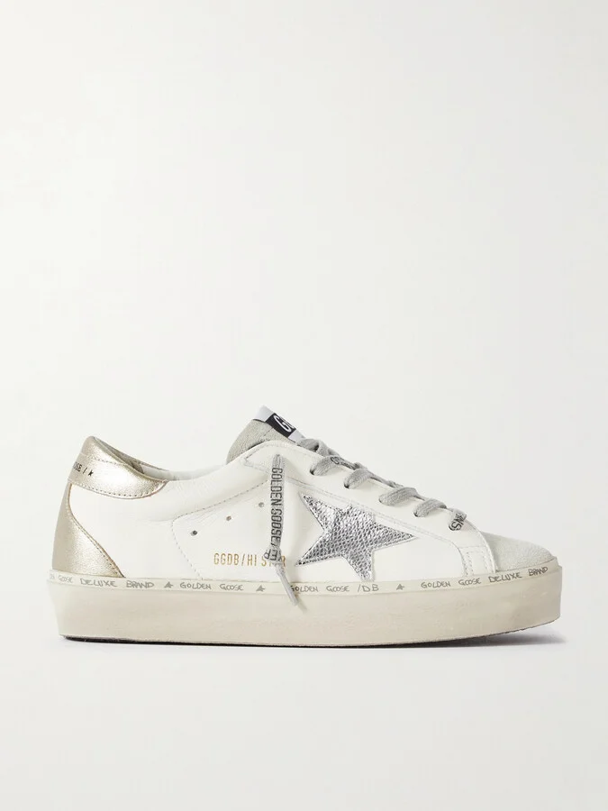 Golden Goose - Hi Star Distressed Suede- And Snake-effect-trimmed Leather Sneakers - White