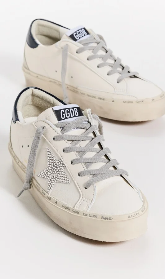 Golden Goose Hi Star Nappa Upper Suede Star with Crystals Leather Heel Suede Spur Sneakers - Image 3