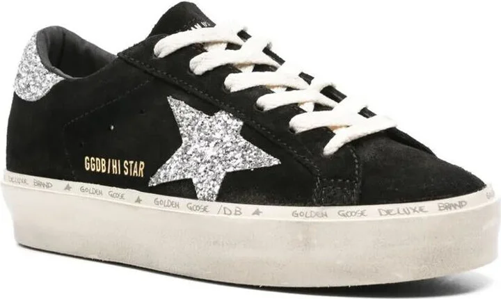 Golden Goose Hi Star Suede Sneakers With Glittered Star And Heel Tab Shoes - Image 2