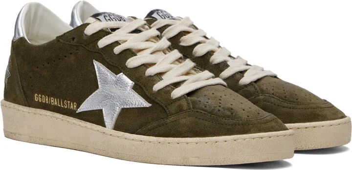 Golden Goose Khaki Ball Star Sneakers - Image 4