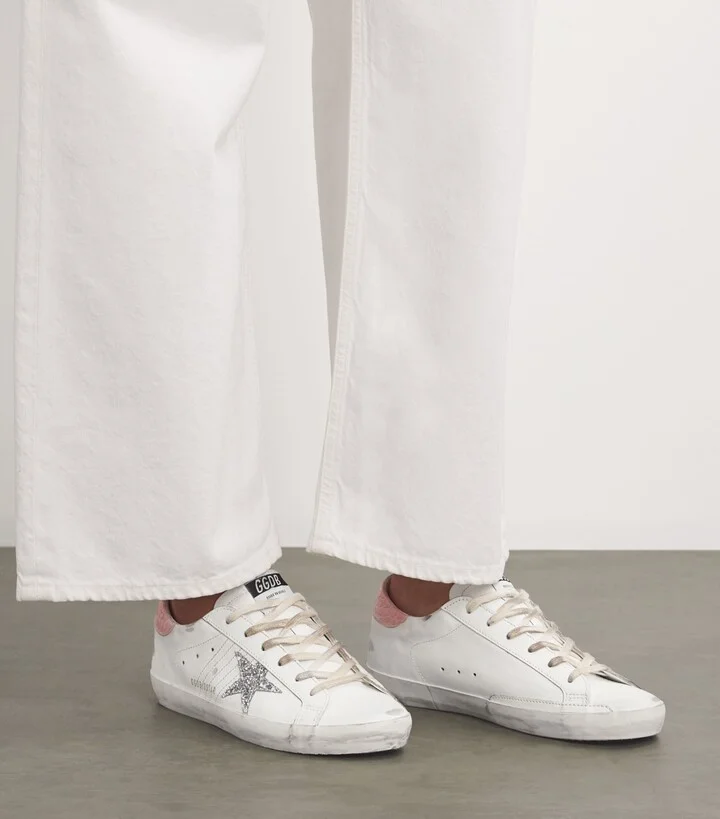 Golden Goose Leather Croc-Embossed Super-Star Sneakers - Image 2