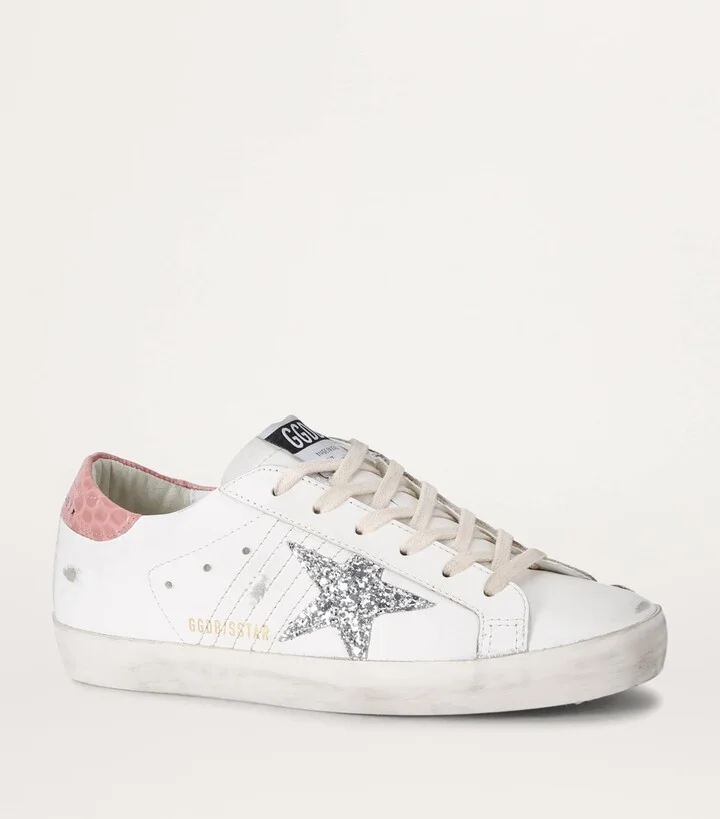 Golden Goose Leather Croc-Embossed Super-Star Sneakers - Image 4