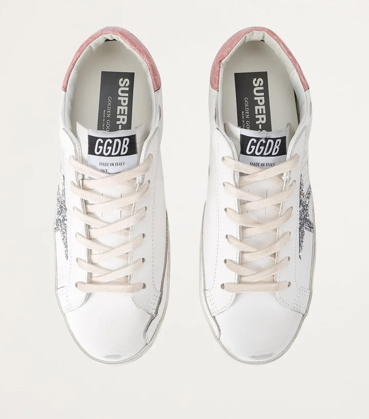 Golden Goose Leather Croc-Embossed Super-Star Sneakers - Image 6