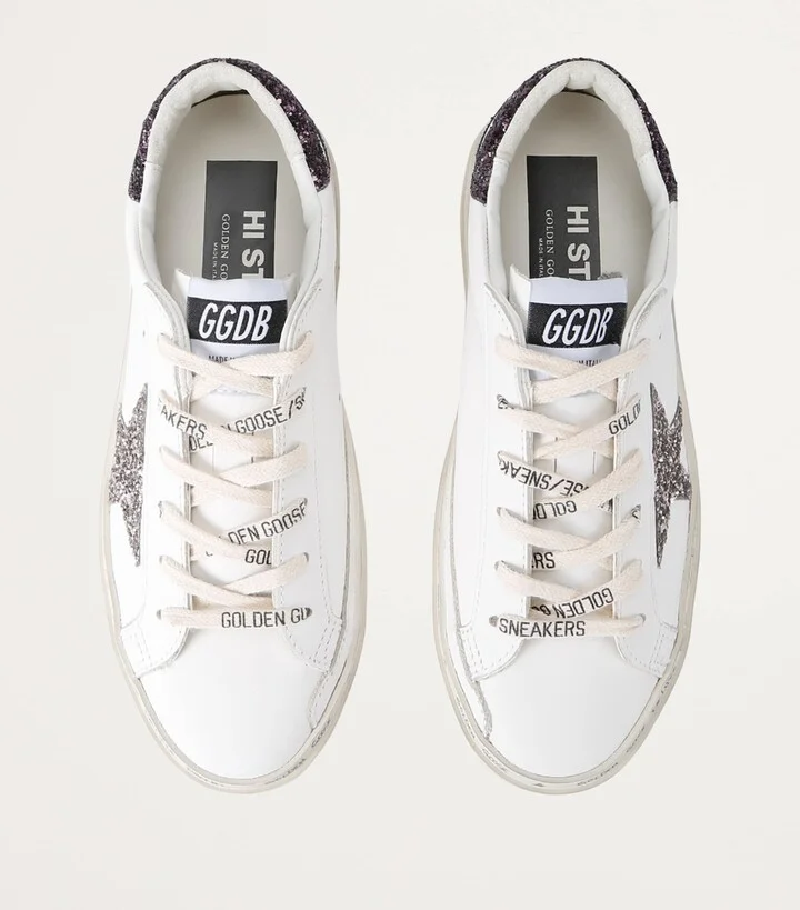 Golden Goose Leather Embellished Hi Star Sneakers - Image 4