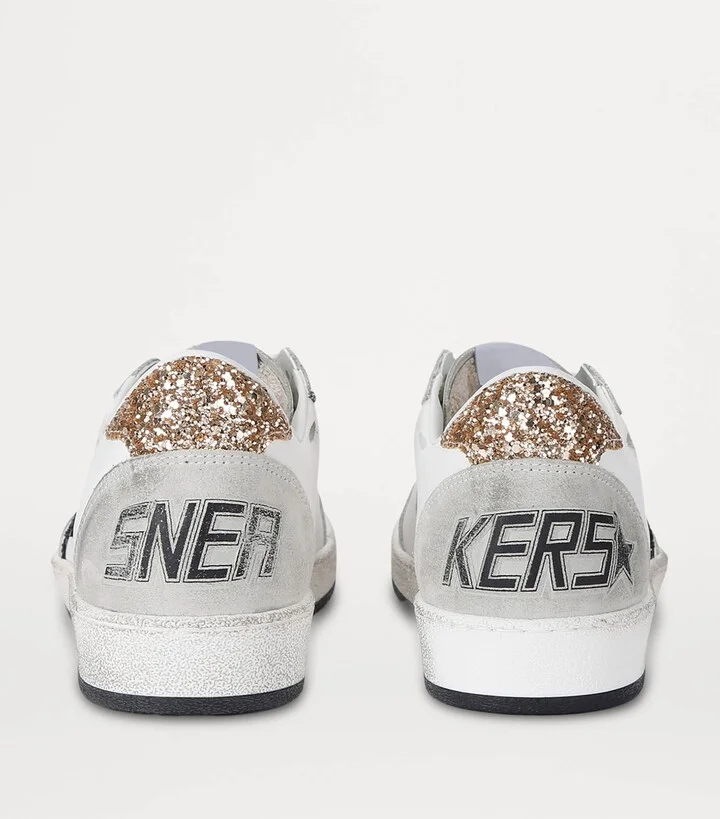 Golden Goose Leather-Glitter Ball Star Sneakers - Image 3