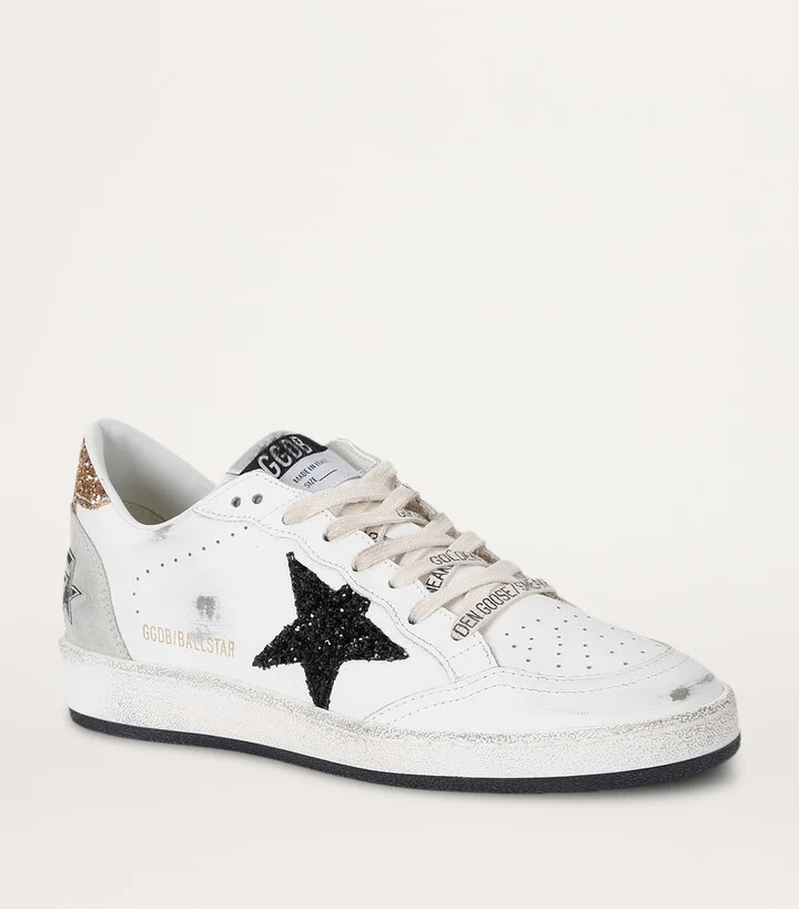 Golden Goose Leather-Glitter Ball Star Sneakers - Image 4