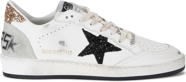 Golden Goose Leather-Glitter Ball Star Sneakers