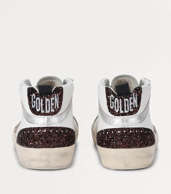 Golden Goose Leather-Glitter Mid Star Sneakers - Image 2