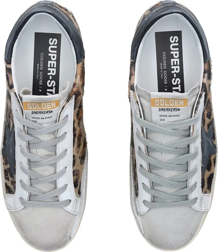 Golden Goose Leather Leopard Print Superstar Sneakers - Image 4