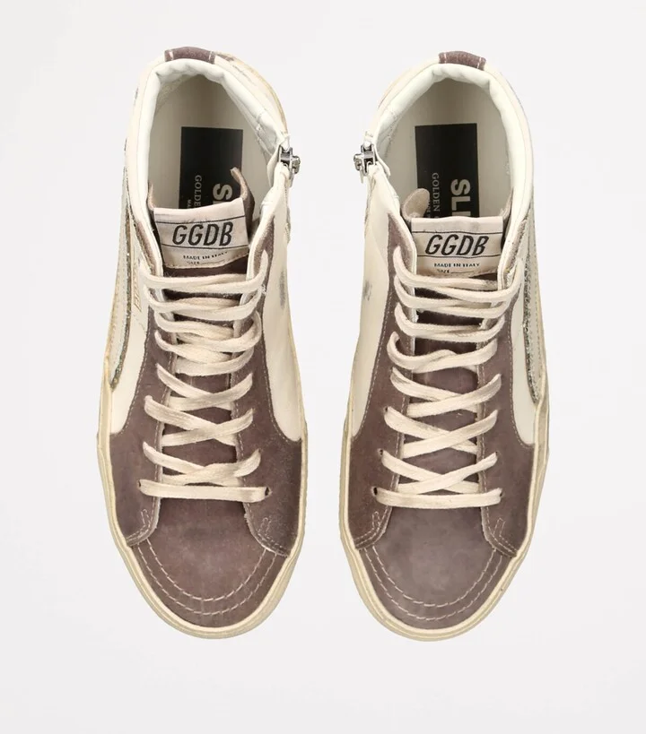 Golden Goose Leather-Suede Slide Sneakers - Image 4