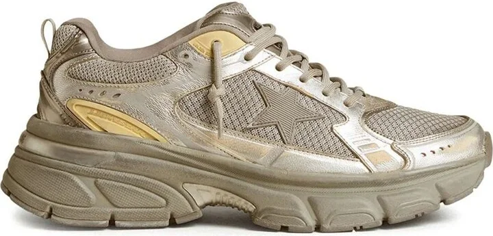 Golden Goose Lightstar Laminated Leather Suede And Net Upper Tpu Star Net Heel And Spur Shoes